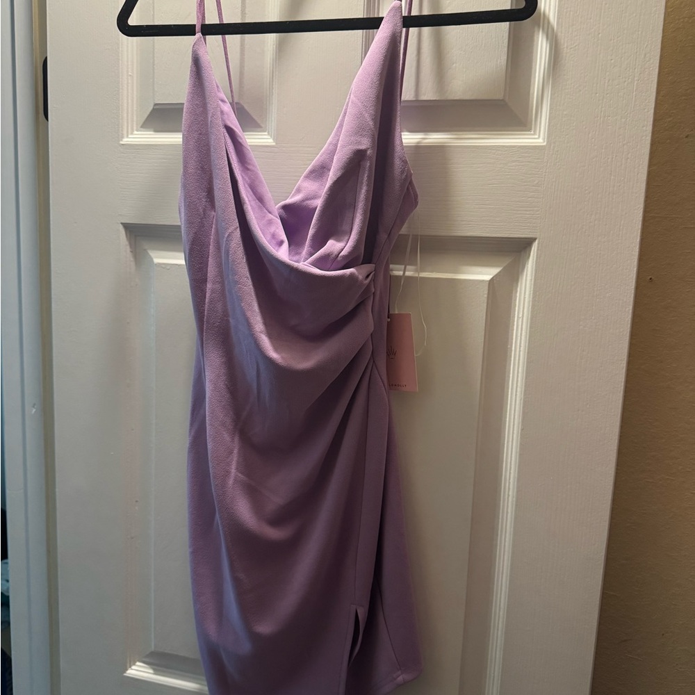 Hello Molly Lavender Wrap V-Neck Maxi Dress with Side Slit - Picture 5 of 5